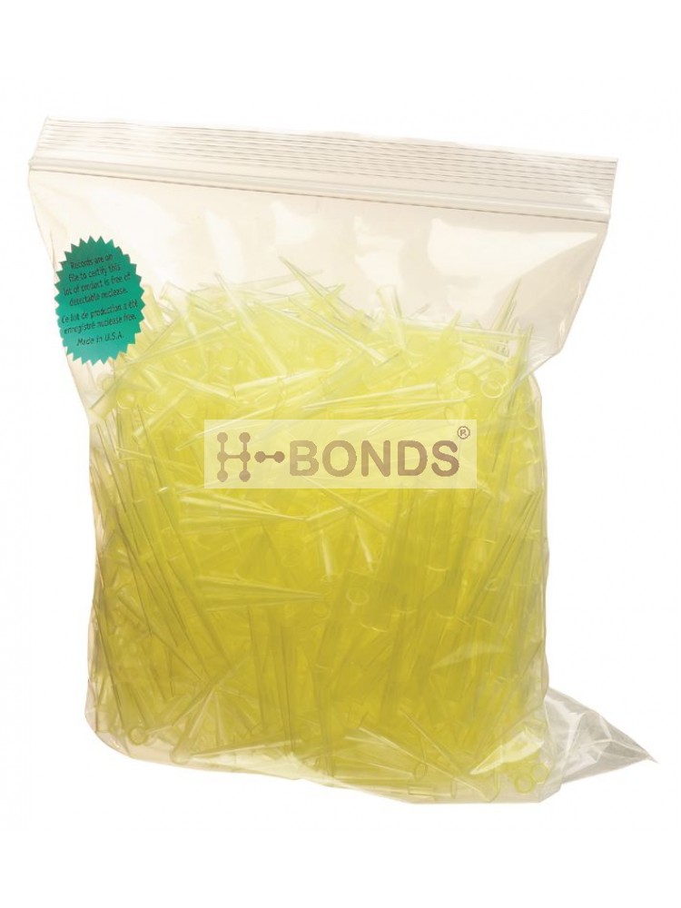 Pipette tips, Bevel Point™ style, (1 - 200 μl), Bulk (1000 tips/bag) - Yellow