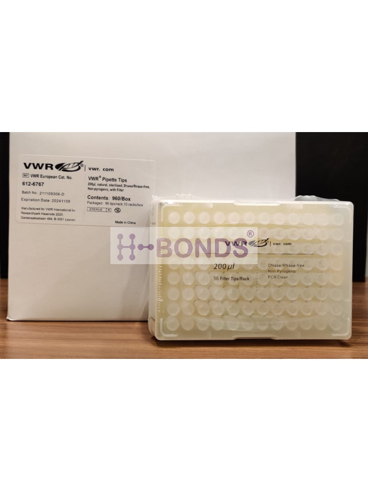 VWR 200uL filtered tips , Sterile PCR clean Universal fit 960/Box