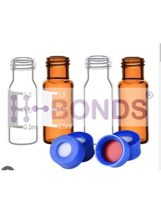 2 ml (Clear) Screw Neck - VIALS & CAP Kits Nick Dia:9mm, Type : Pre-Slit 100/Pk